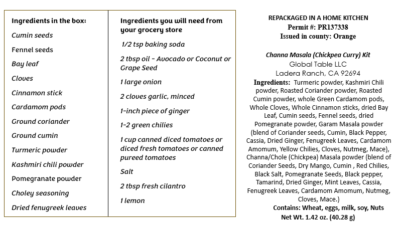 Channa Masala (Chickpea curry) Kit